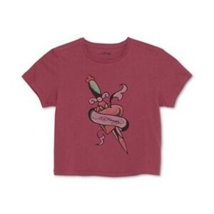 𝅺JR585 Ed Hardy Malaga Heart & Dagger Cropped Graphic T-Shirt Size M